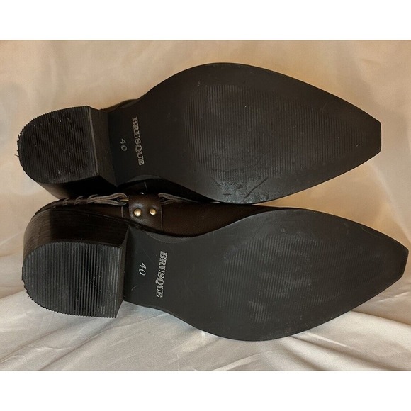 Brusque women brown leather short biker boots US 9.5 Euro 40 EUC - Picture 4 of 7